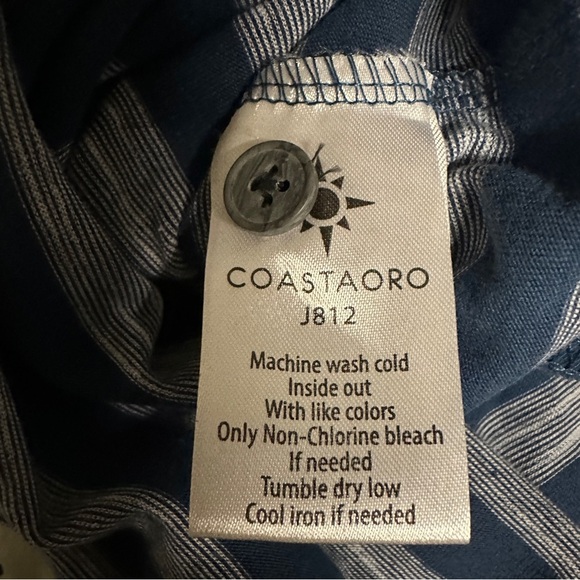 Coastaoro Mens Blue Striped Short Sleeve Button-Up Shirt Size XL - Picture 6 of 8
